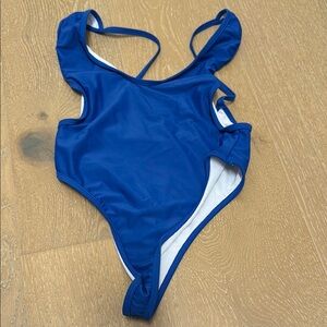 Boutine LA Blue One Piece Swimsuit with Ruffled Straps and High-Cut Legs